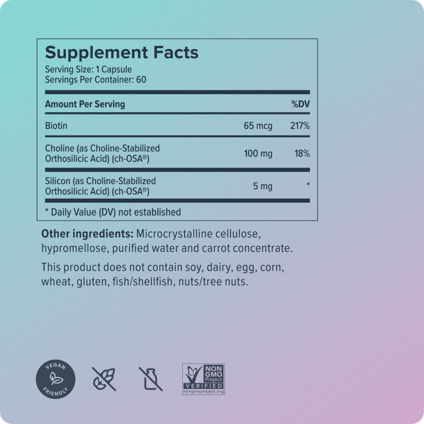 Biosil Advanced Hair + Nail Care - Growth Vitamins for Women - Strengthen & Thicken Strands - 60 Capsules - Patented ch-OSA - 30-Day Supply