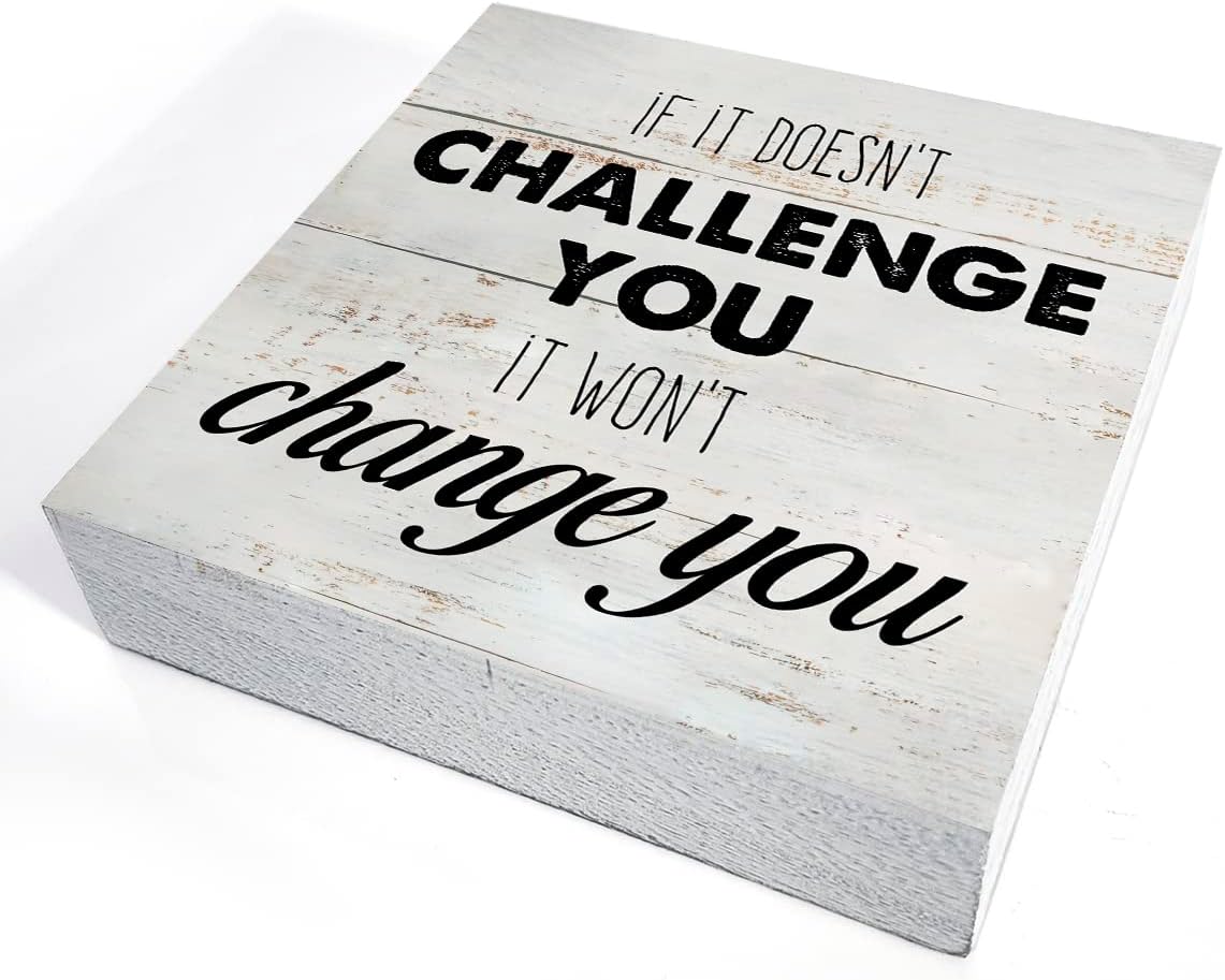 Rustic Uplifting Fitness Wood Box Sign Motivational Workout Wooden Box Sign Farmhouse Home Home Gym Desk Shelf Decor Gym Buddy Gift (5 X 5 Inch)