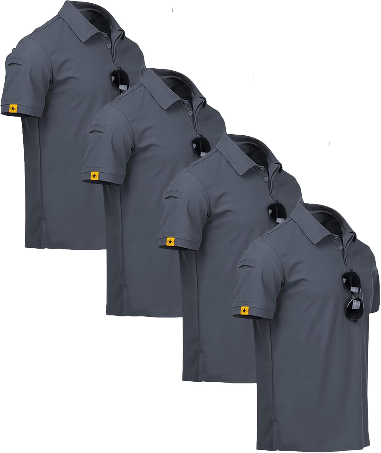 ZITY 4 Pack Mens Polo Shirt Short Sleeve Sports Golf Tennis T-Shirt Athletic Collared Tactical Shirts