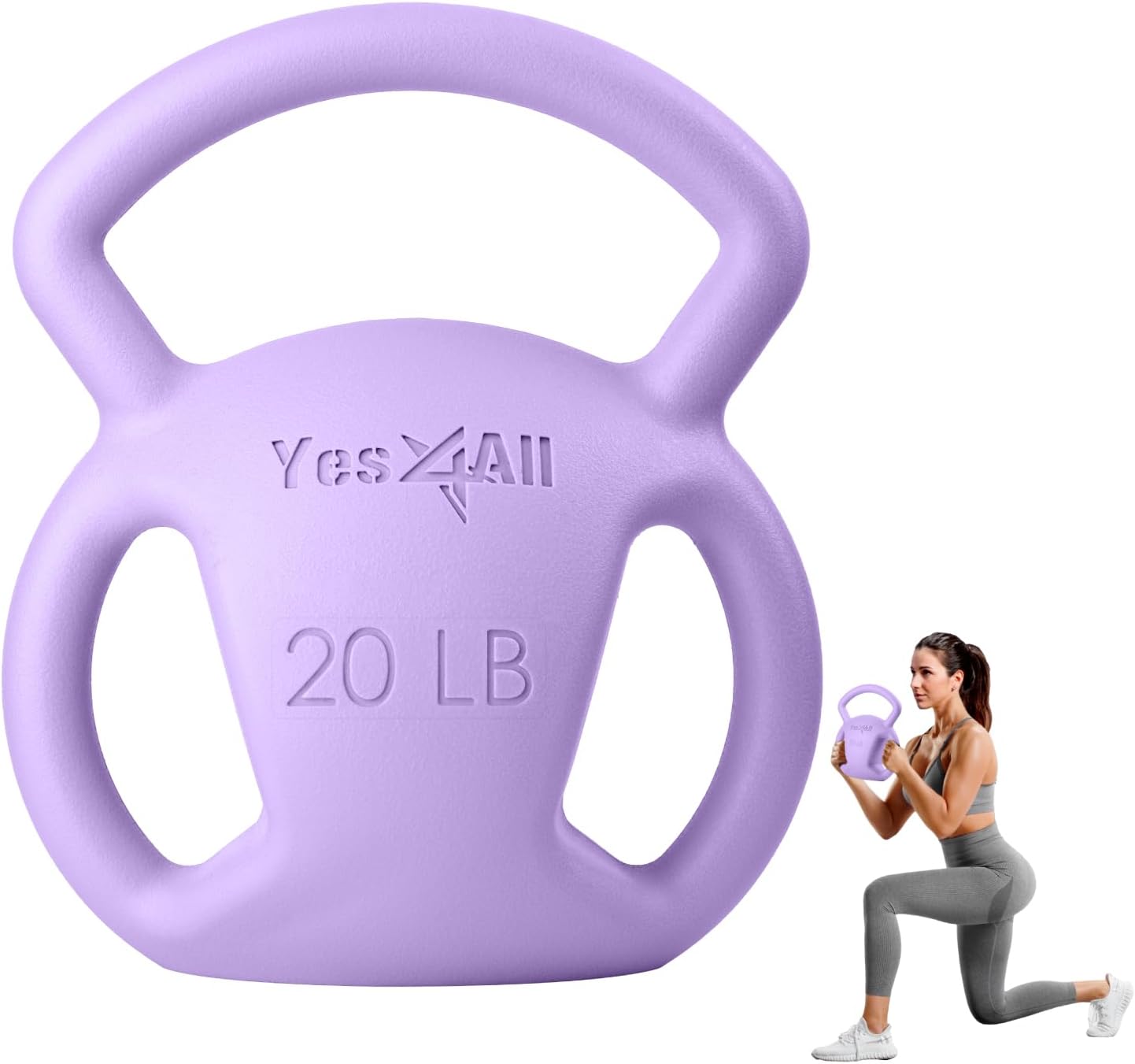 Yes4All Kettlebell 10&15lb Weight with Wide Multigrip Handle for Dumbbell Weights Exercises, Full Body Workout Equipment