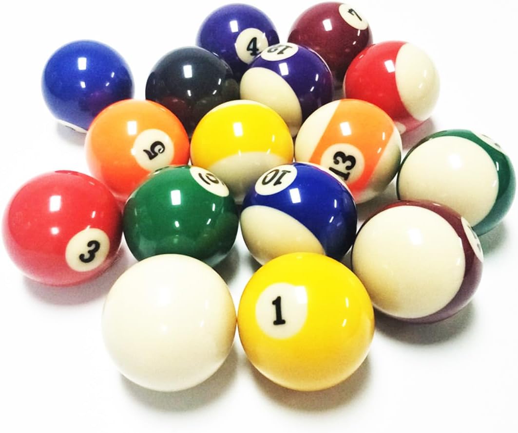 Replacement Billiards Ball, 2-1/4" Regulation Size, Object Balls with Cue Ball & Billiard #8 Ball, Standard Billiards Ball Accessories