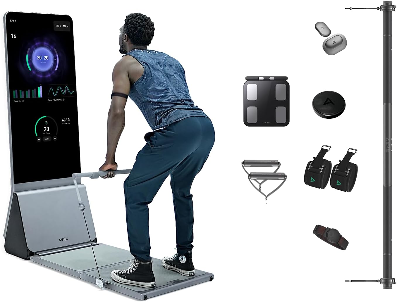 AEKE Fitness Mirror K1- Smart Home Gym System: AI-Powered All-in-One Fitness Machine for Full-Body Strength Training and Personalized Workouts