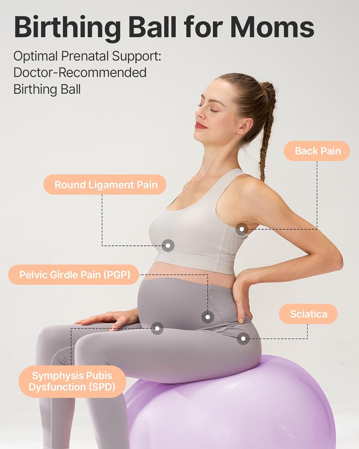 YOTTOY Pregnancy Ball - 1.8mm Thick Birthing Ball for Maternity Physio and Birth Preparation, Yoga and Exercise for Pregnancy - Includes Pump