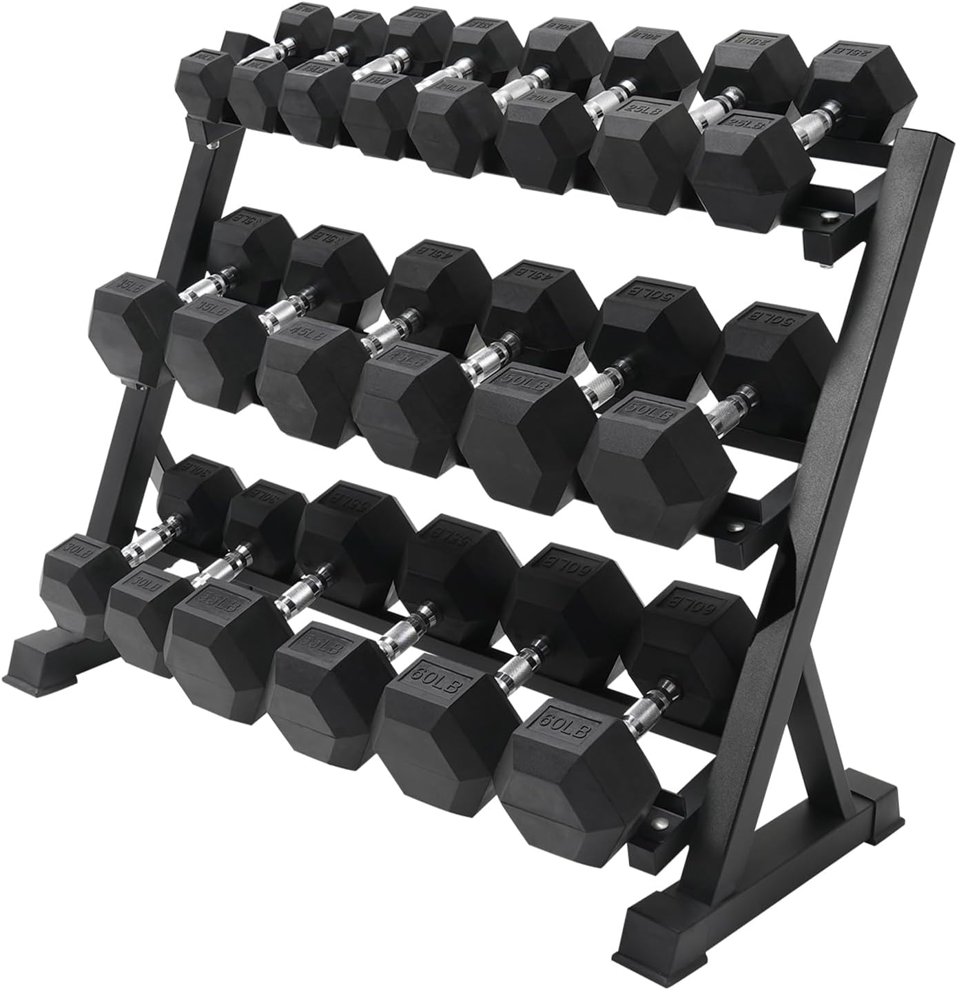 RITFIT 300/350/450/650/180/200/210 LB Rubber Hex Dumbbells Set with Optional Dumbbell Rack, Multi Weight Set to Choose, Ideal for Home Gym and Fitness