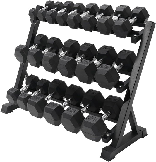 RITFIT 300/350/450/650/180/200/210 LB Rubber Hex Dumbbells Set with Optional Dumbbell Rack, Multi Weight Set to Choose, Ideal for Home Gym and Fitness