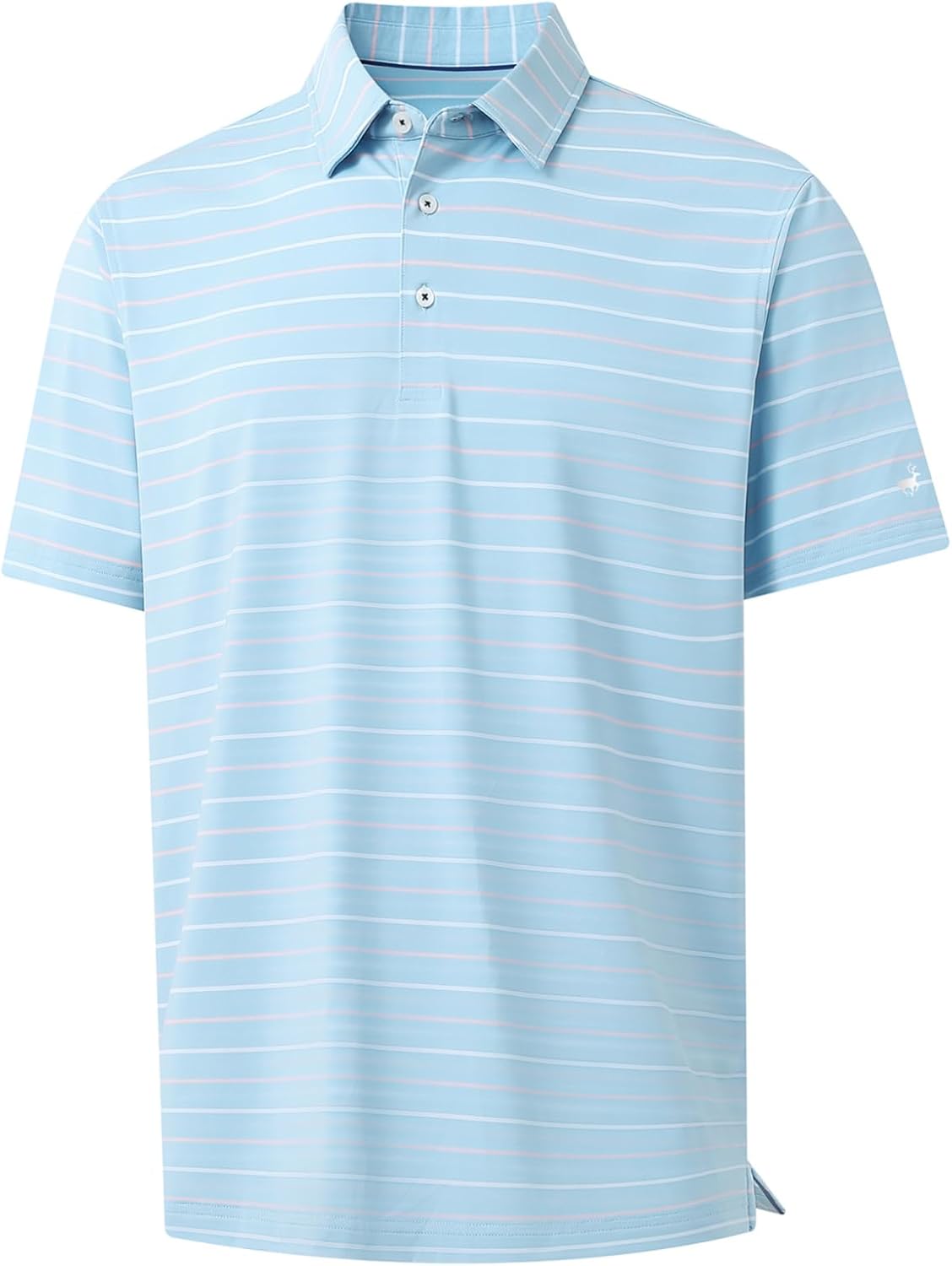 Rouen Mens Golf Shirt Moisture Wicking Dry Fit Performance Stripe Casual Collared Short Sleeve Golf Polo Shirts for Men