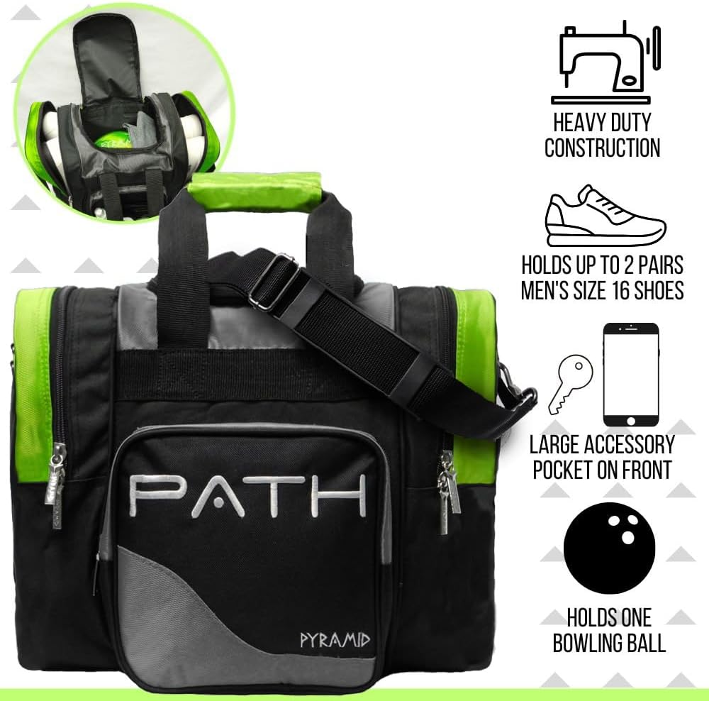 Pyramid Path Pro Deluxe Single Bowling Ball Tote - Holds One Ball, One Pair Shoes Up to Mens 15