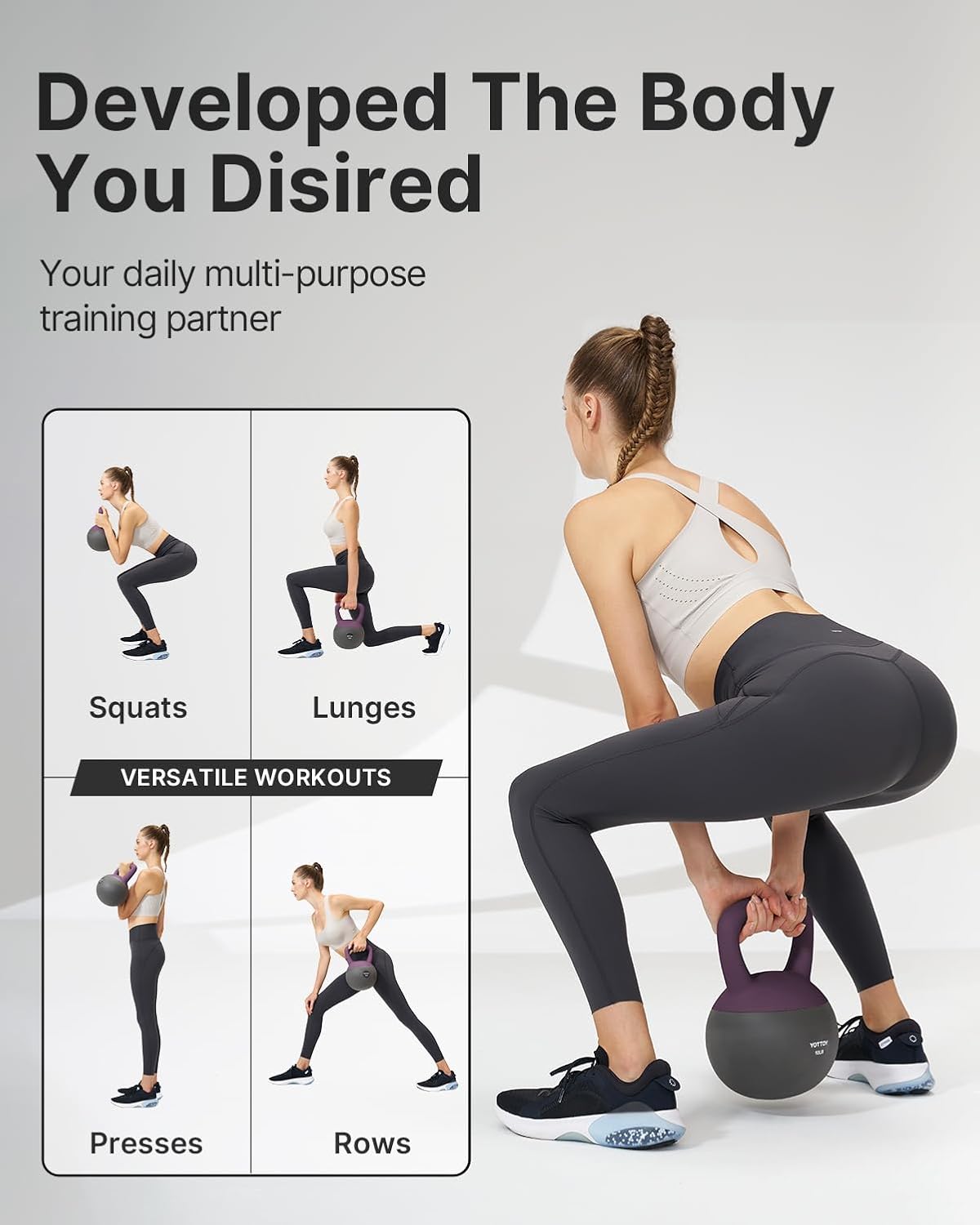 YOTTOY Soft Kettlebell, Set for Strength Training Kettlebells & Home Workouts, Soft-Sided Cushioned Base, Wide-Handle - Ideal for Men, Women, & Beginners