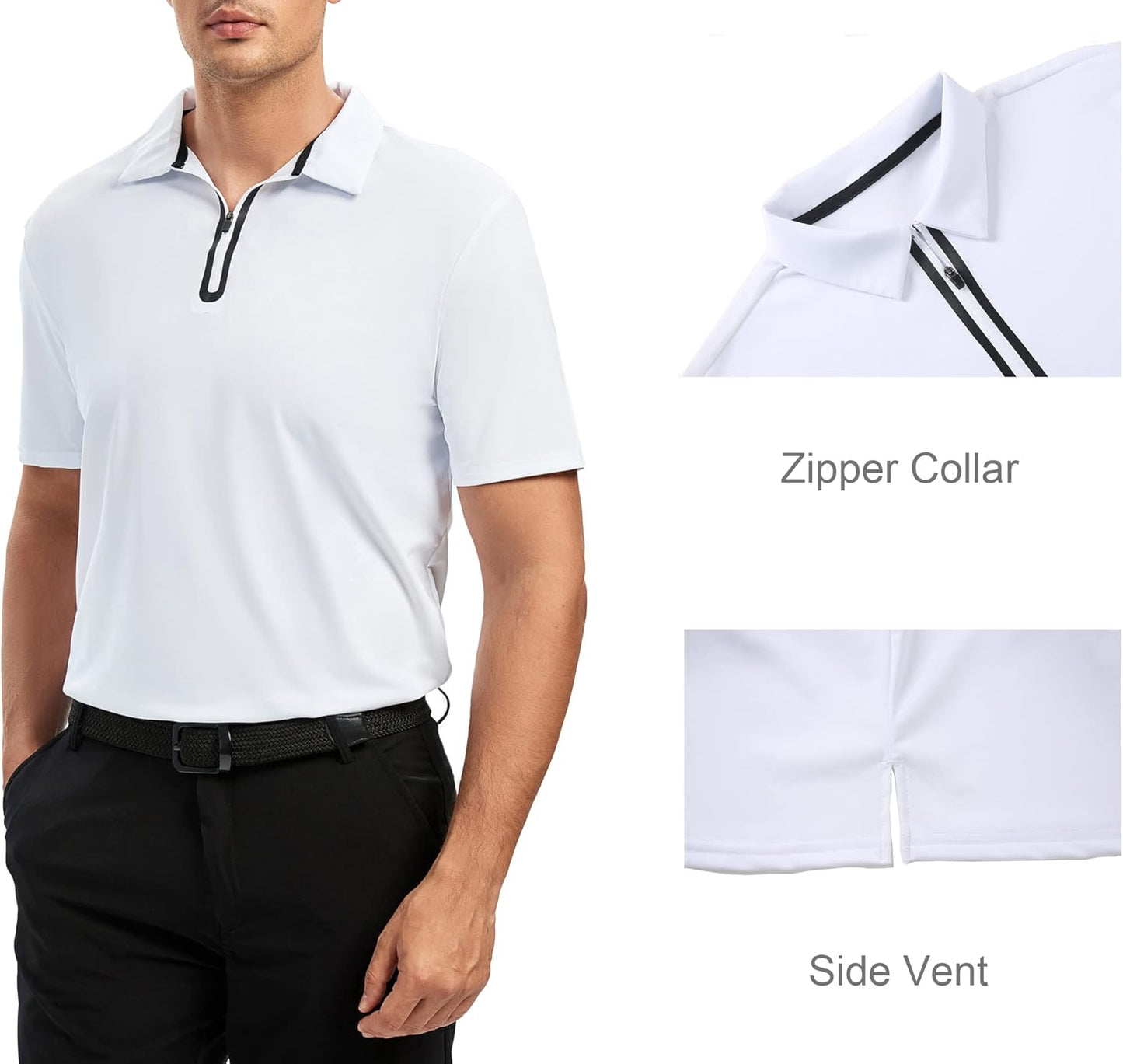 Alex Vando Mens Golf Shirt Moisture Wicking Quick-Dry Short Sleeve Casual Polo Shirts for Men