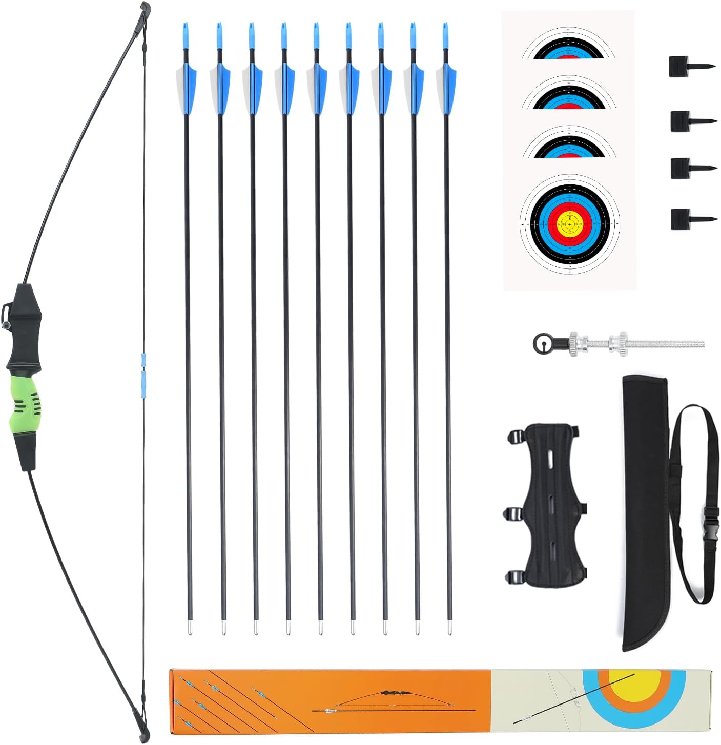 40" Youth Bow and Arrow Set for Kids 8-12 & Teens - Ambidextrous Recurve Archery Gear with Safety Arrows - Toys for Ages 8-13, Backyard Games Gift for Beginner Archers