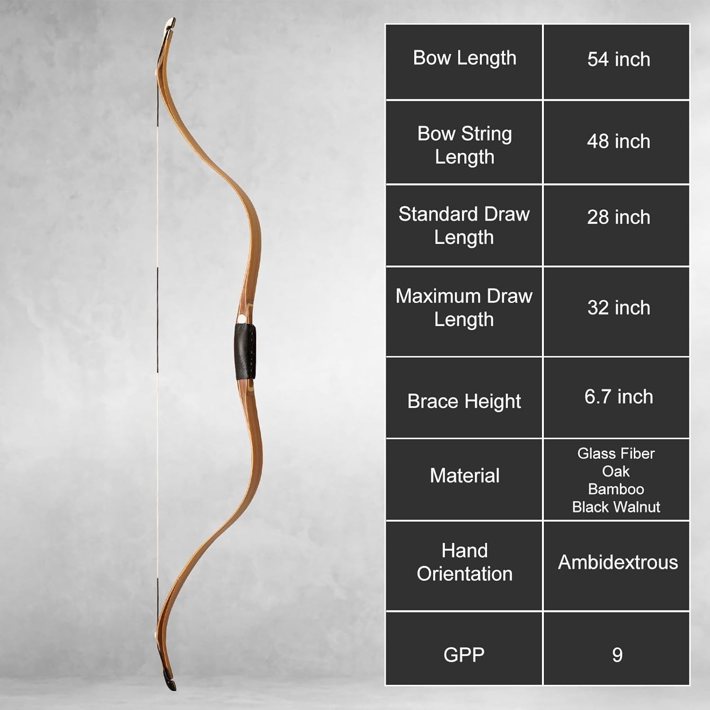AF Archery Tatar Recurve Bow, 54" Traditional Laminated Horse Bow for Mounted Archery and Precision Shooting Longbow Left Right Hand