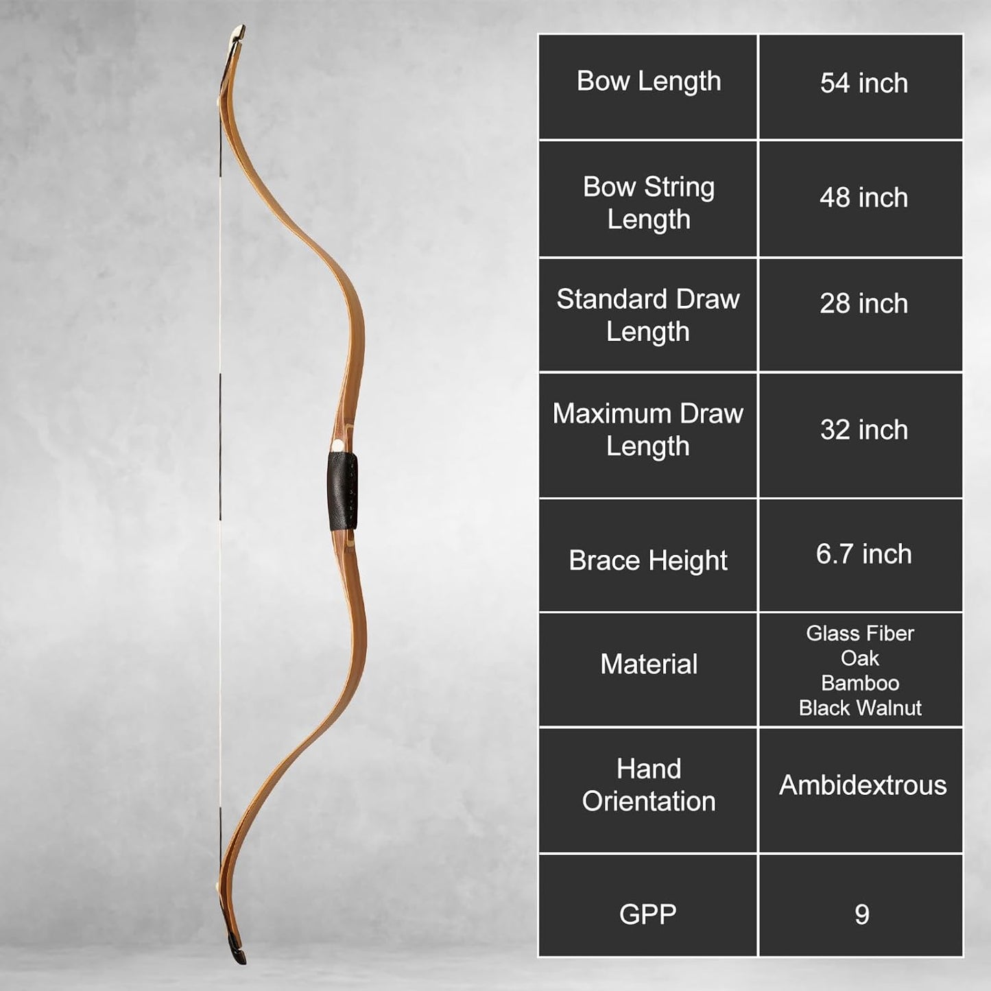 AF Archery Tatar Recurve Bow, 54" Traditional Laminated Horse Bow for Mounted Archery and Precision Shooting Longbow Left Right Hand