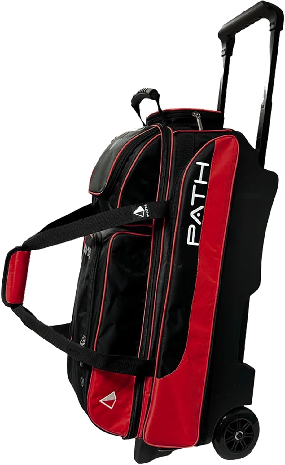 Pyramid Path Triple Premium Deluxe Roller Bowling Bag With Extra Large Separate Shoe Compartment (Up To US Mens Size 16) and 5 Accessory Pockets, 5" Wheels, Retractable Locking Handle - Extends to 42"