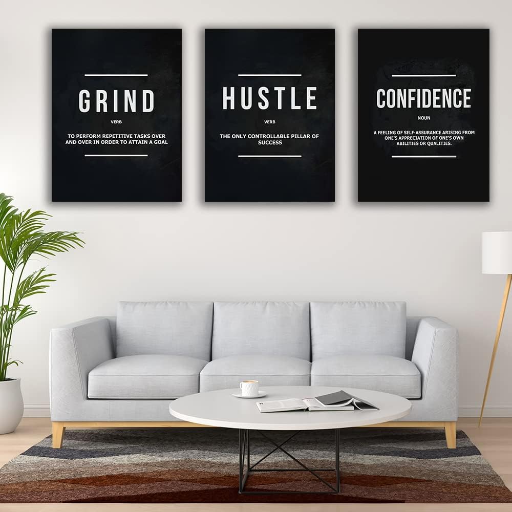 Yetaryy Motivational Poster Inspirational Wall Art 3 Pieces Canvas Painting Lion Artwork for Living Room Office Modern Home Decor Prints Pictures Wall Decor Framed Ready to Hang [36''Wx 16''H]