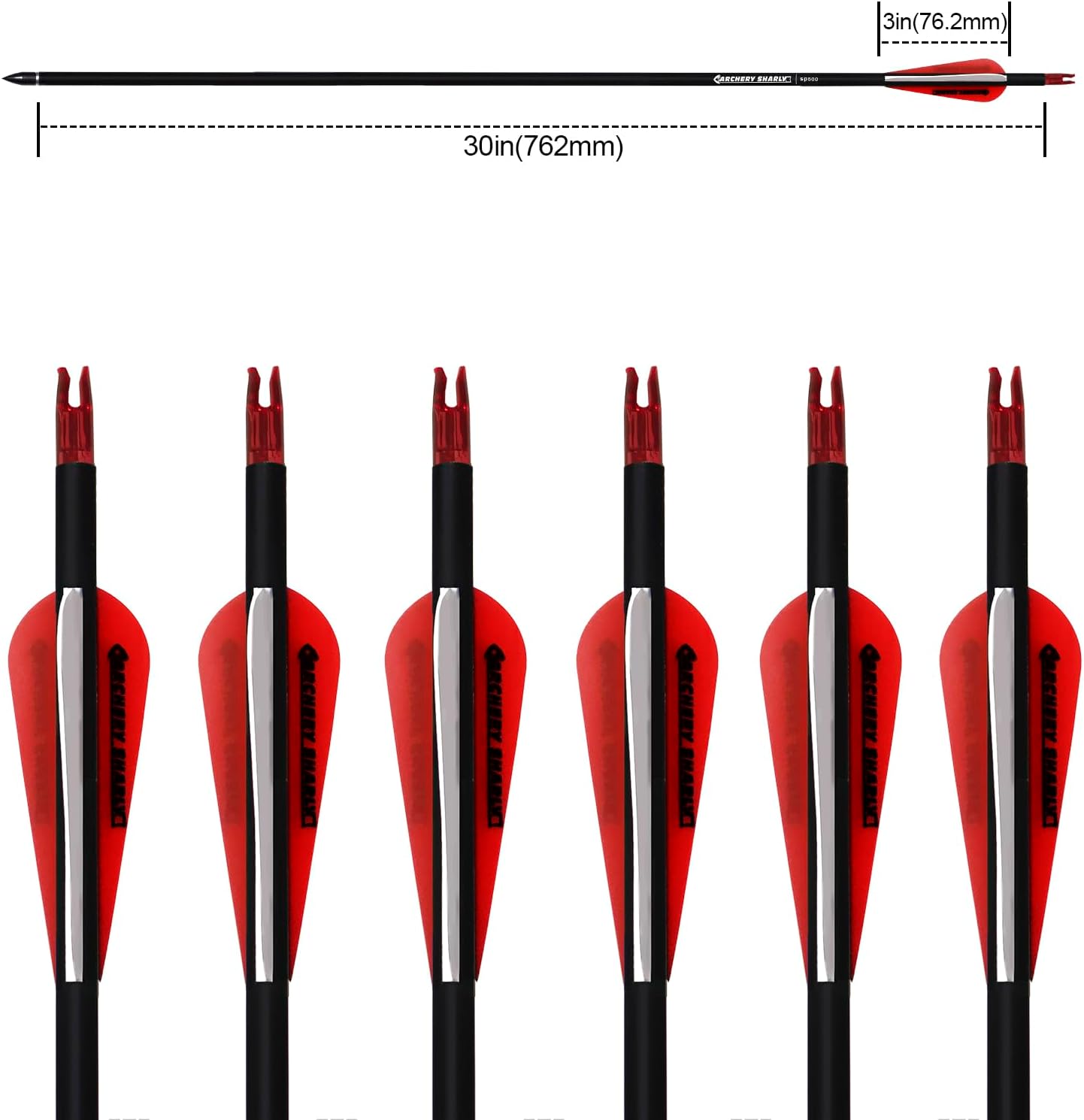 30Inch Carbon Hunting Arrow Targeting Practice Arrows with Removable Tips and Adjustable Nocks for Compound & Recurve Bow (Pack of 12)