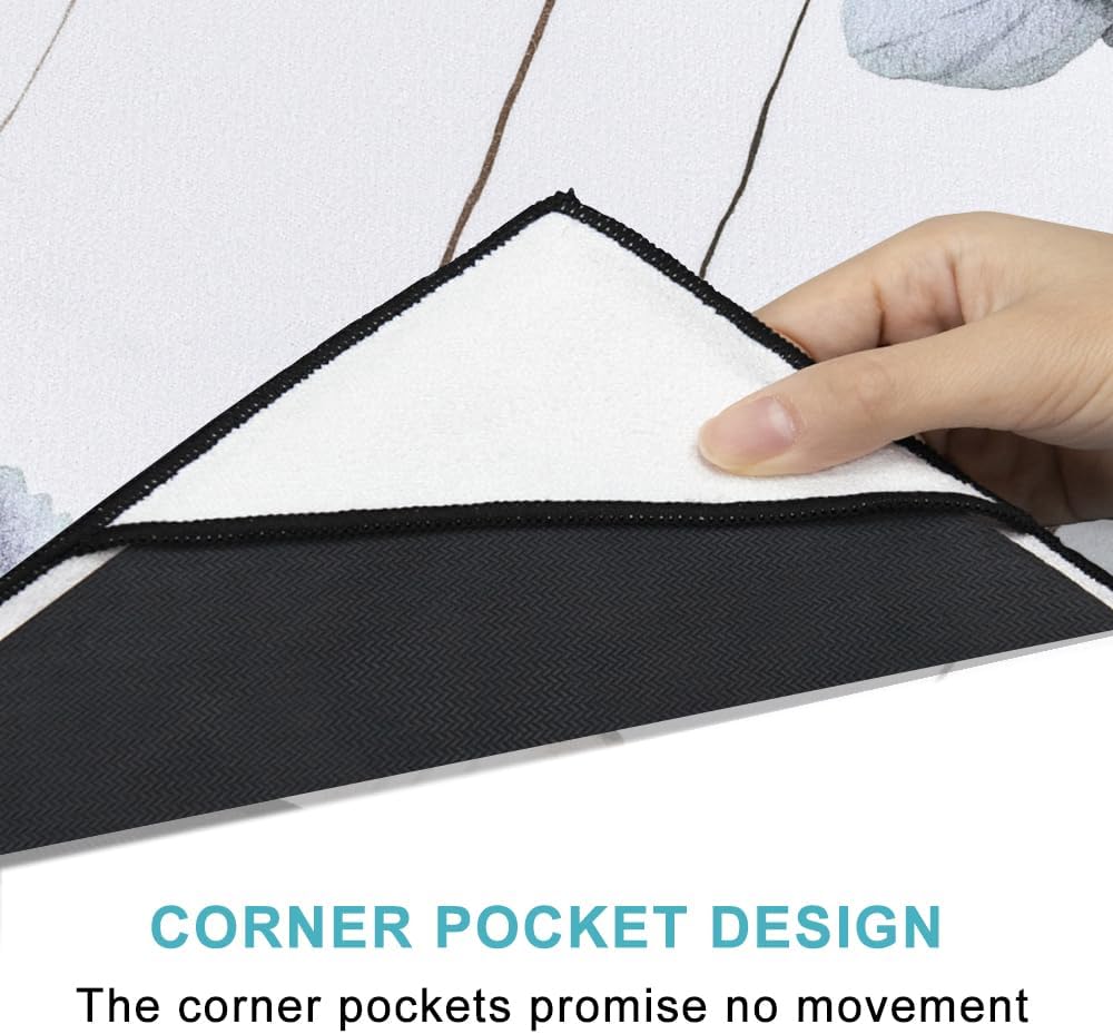 QiyI Floral Yoga Mat Towel with Corner Pockets, Non Slip Sweat Absorbent Hot Yoga Towels, Soft Yoga Blankets with Travel Bag, Mat Cover for Workout, Gym, Fitness - 74"x26", Watercolor Flowers