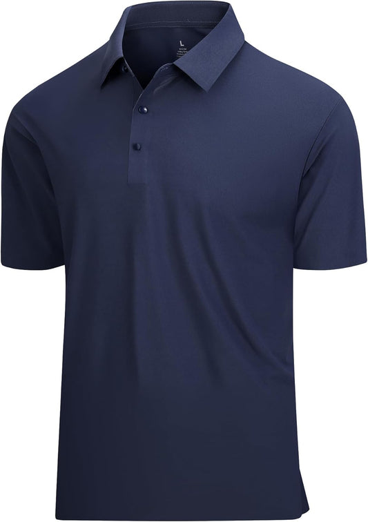 SAMERM Golf Shirts for Men Super Stretch Jacquard Dry Fit Golf Polo Moisture Wicking Short Sleeve Polo Shirts for Men