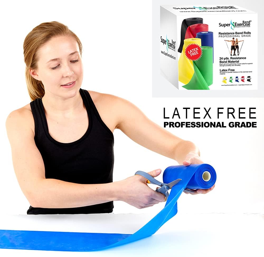 Resistance Band for Working Out - 8,16,24 Yard Resistance Bands Bulk Rolls - 10 Strengths in Light Medium and Heavy Exercise Bands - Latex Free Workout Bands Including iPhone App and e-Book