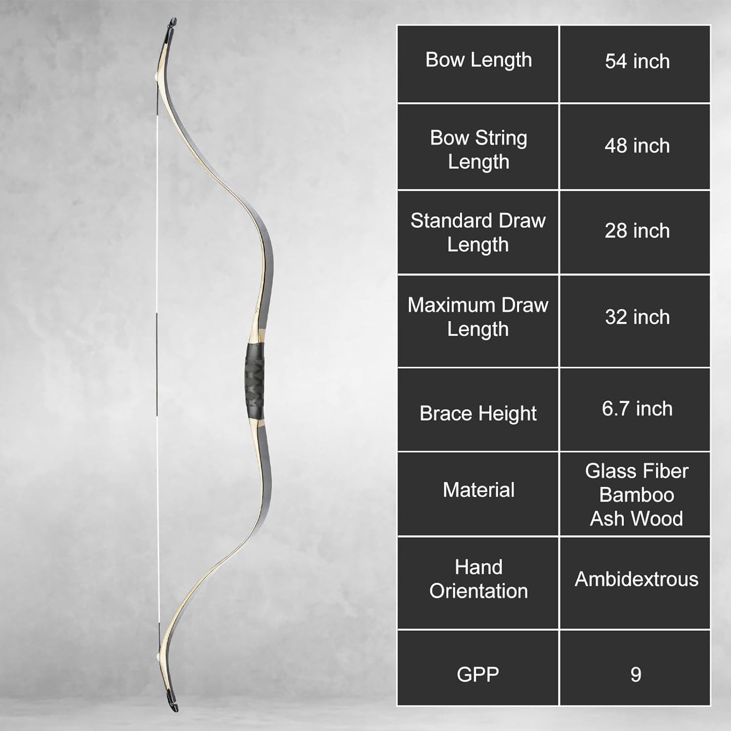 AF Archery Tatar Recurve Bow, 54" Traditional Laminated Horse Bow for Mounted Archery and Precision Shooting Longbow Left Right Hand