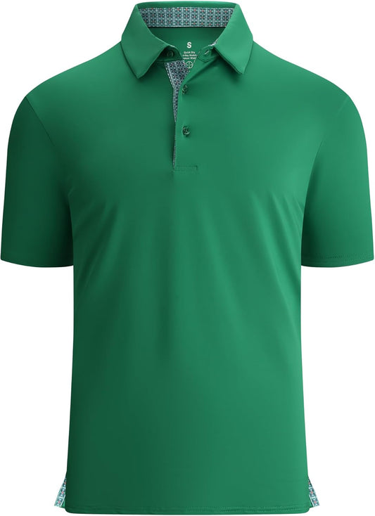 Alex Vando Mens Golf Shirt Moisture Wicking Quick-Dry Solid Short Sleeve Polo Shirts for Men