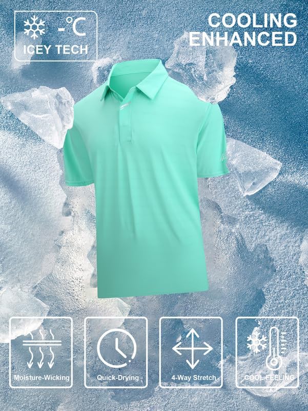 SAMERM Golf Shirts for Men Super Stretch Jacquard Dry Fit Golf Polo Moisture Wicking Short Sleeve Polo Shirts for Men