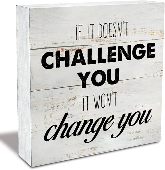 Rustic Uplifting Fitness Wood Box Sign Motivational Workout Wooden Box Sign Farmhouse Home Home Gym Desk Shelf Decor Gym Buddy Gift (5 X 5 Inch)