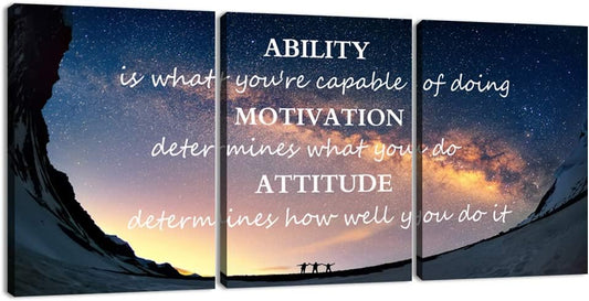 3 Panels Successful Inspirational Posters Quotes Wall Art Ability Modern Motivational Painting Picture Prints on Canvas Artwork Motto for Office Bedroom Decor Living Room Home Decor (60”Wx28”H)