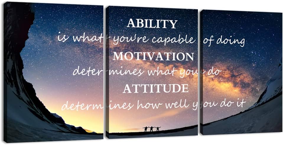 3 Panels Successful Inspirational Posters Quotes Wall Art Ability Modern Motivational Painting Picture Prints on Canvas Artwork Motto for Office Bedroom Decor Living Room Home Decor (72”Wx36”H)