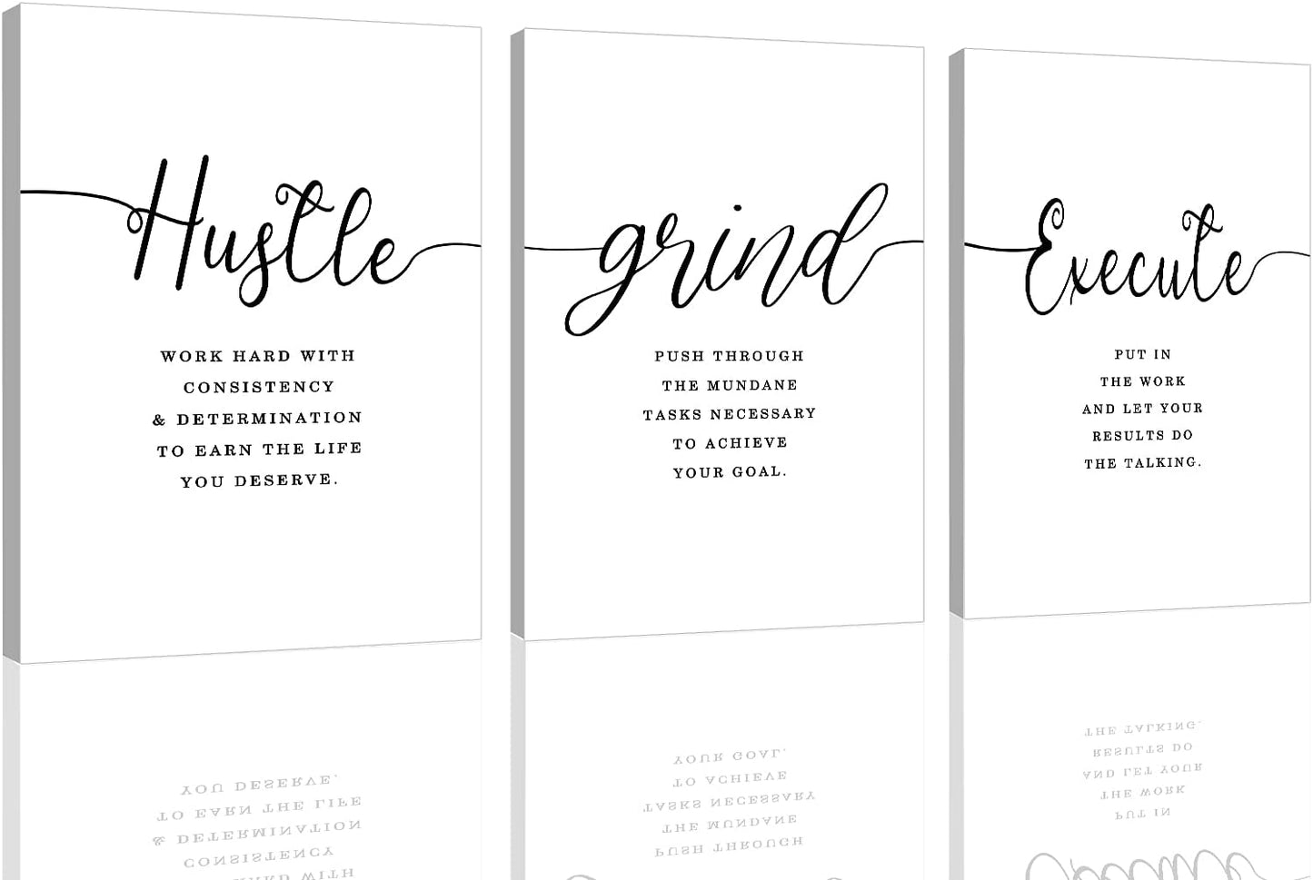 Canvas Grind Quote, Hustle Grind Execute, Inspirational Print, Office Wall Art, Large Poster, Motivational Wall Art, Office Decor Set of 3 Prints (16x24in x 3pcs)
