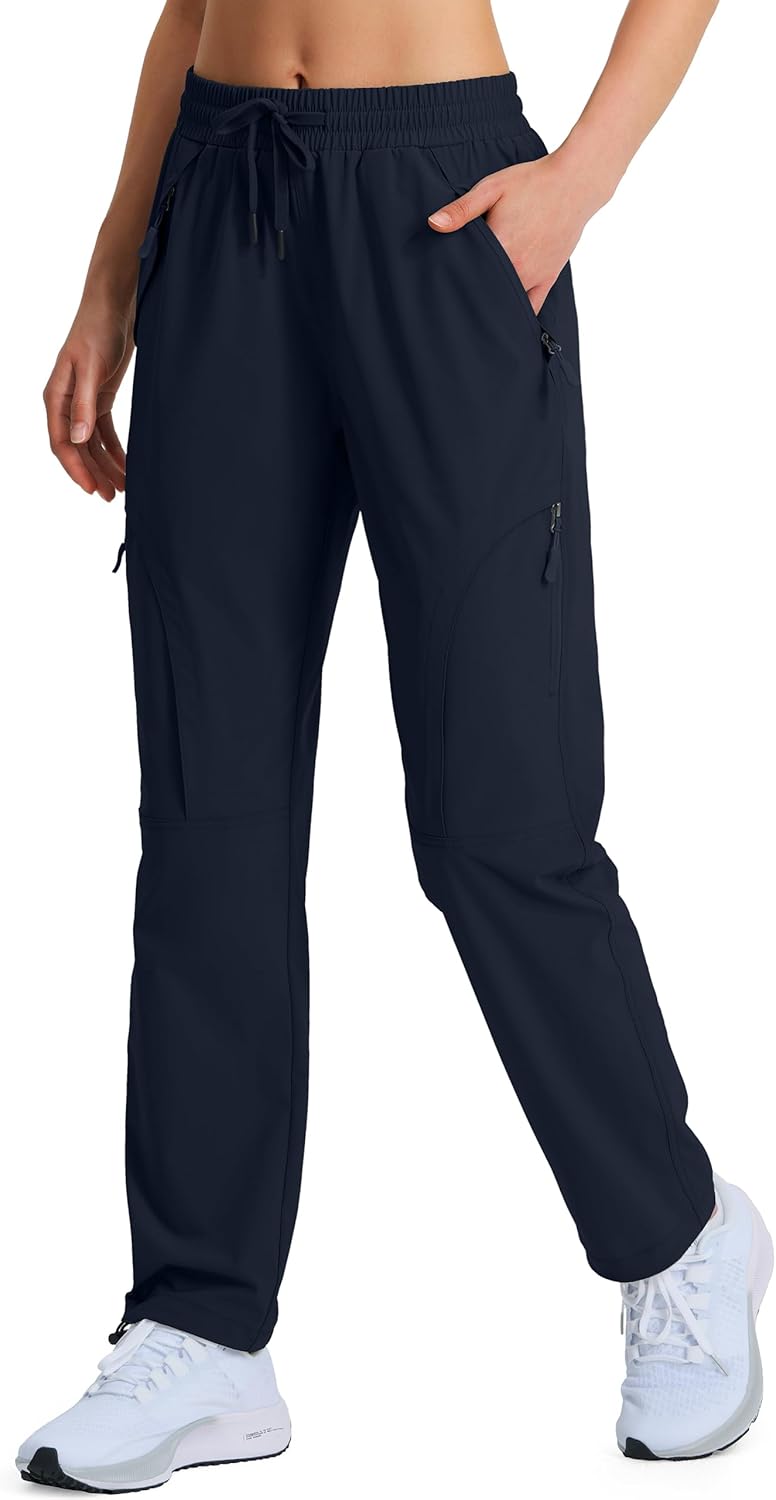 Women's Hiking Pants Quick Dry Lightweight Cargo Pants UPF 50 Water Resistant Zipper Pockets for Golf Travel Work Camping