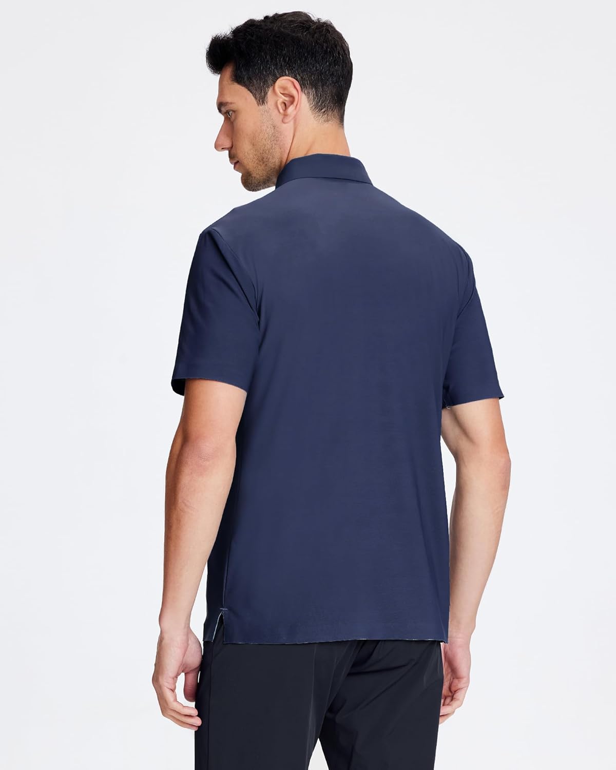 SAMERM Golf Shirts for Men Super Stretch Jacquard Dry Fit Golf Polo Moisture Wicking Short Sleeve Polo Shirts for Men