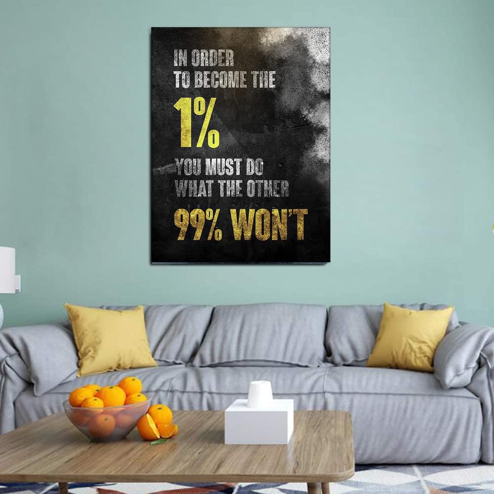 1% Entrepreneur Motivational Canvas Wall Art -Inspirational Office Wall Art Poster Quotes - Canvas Artwork Picture Print Framed for Home Office Bathroom Bedroom Wall Decor-16 x20