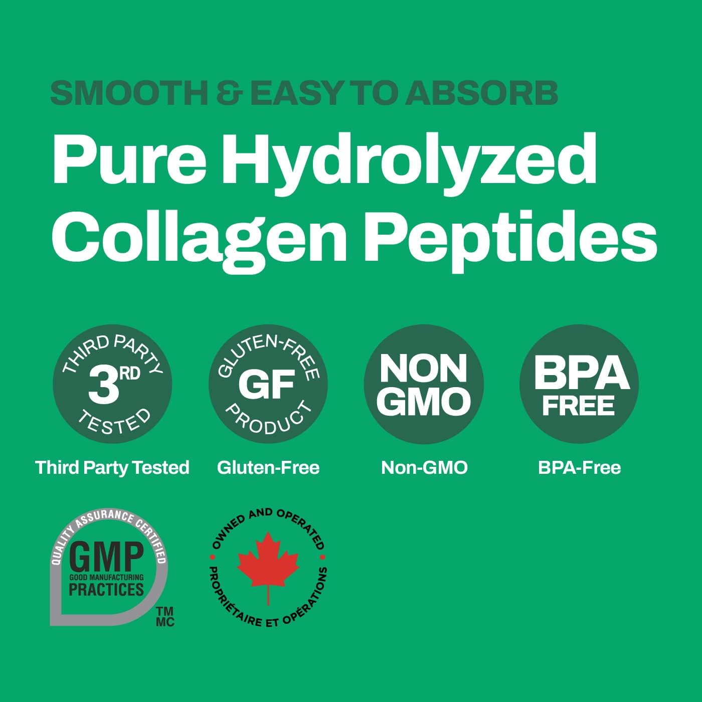 Collagen Peptides Powder – 10g Hydrolyzed Collagen per Serving – Unflavored, Grass-Fed, Keto Friendly – Skin, Hair, Nails & Joint Support – 500g