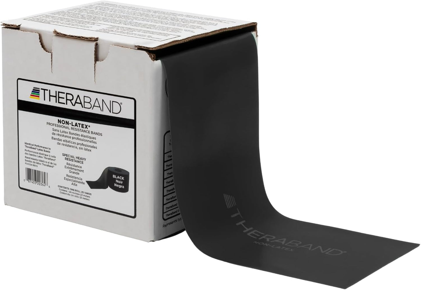 THERABAND Resistance Band 25 Yard Roll, Non-Latex Professional Elastic Stretch Bands for Upper & Lower Body Exercise Workouts, Physical Therapy, Lower Pilates, Flexibility, & Rehab, Dispenser Box