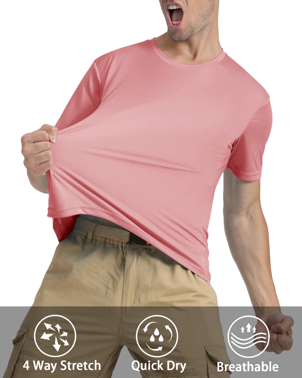 KEFITEVD Men's Short Sleeve UPF 50+ Sun Protection Shirts Quick Dry Rashguard Swim Shirt SPF Workout Fishing Athletic T-Shirt