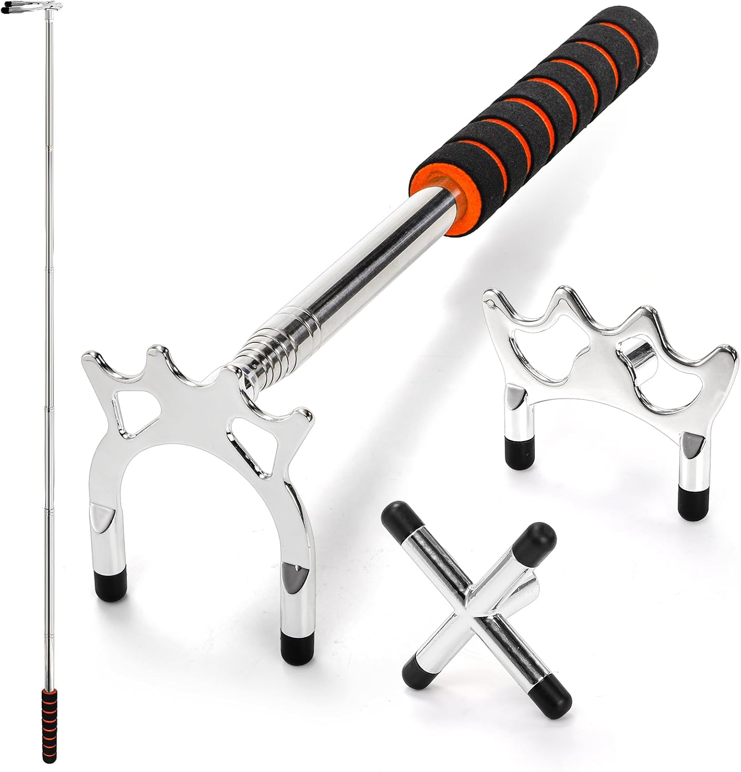 Retractable Billiards Cue Bridge, Snooker Pool Cue Bridge Stick, Billiards Cue Rest with 3 Pieces Removable Brass Bridge Head, Billiards Table Accessories for Pool Table, Game, Competition