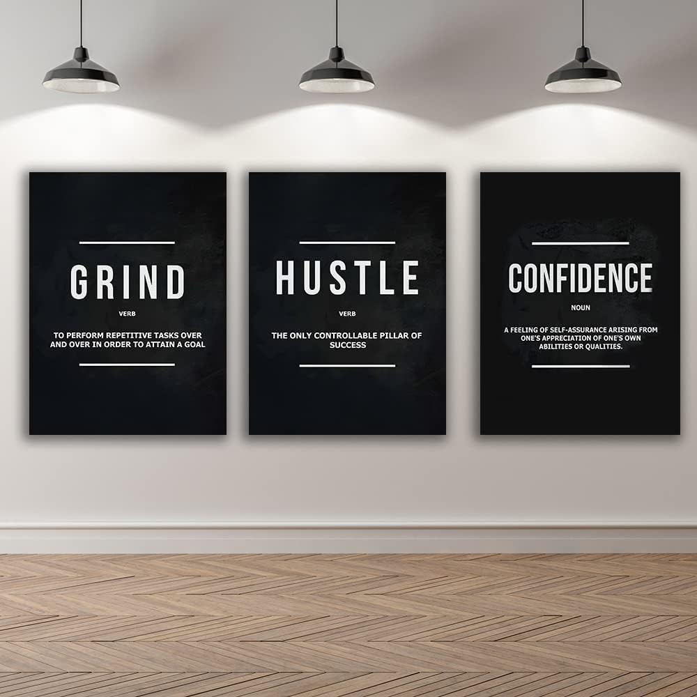 Yetaryy Motivational Poster Inspirational Wall Art 3 Pieces Canvas Painting Lion Artwork for Living Room Office Modern Home Decor Prints Pictures Wall Decor Framed Ready to Hang [48''Wx 24''H]