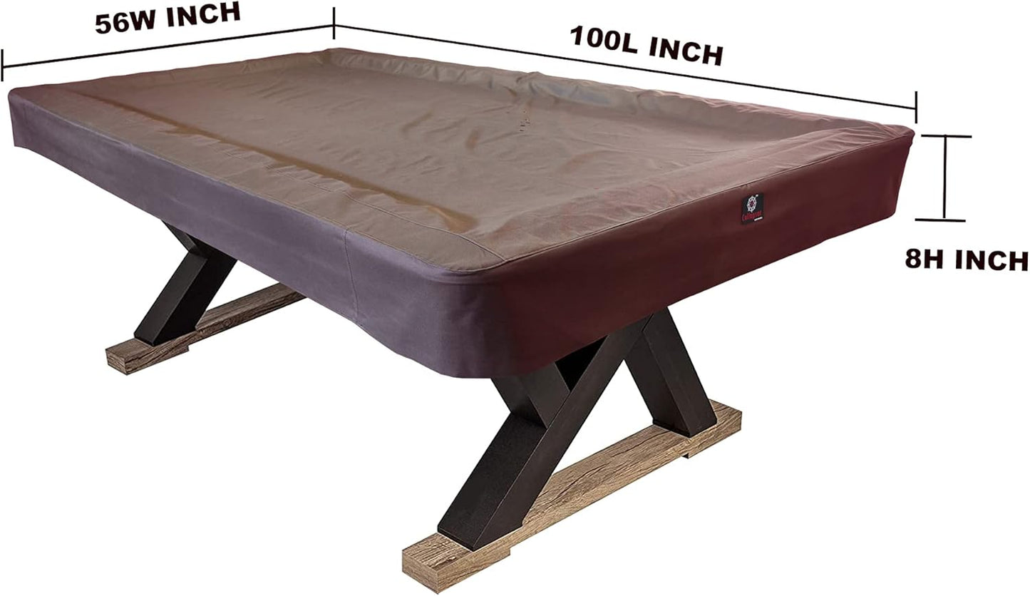 7/8/9FT Heavy Duty 600D Polyester Canvas Billiard Pool Table Cover(7 Colors Available) (Coffee Brown, 8-Foot)