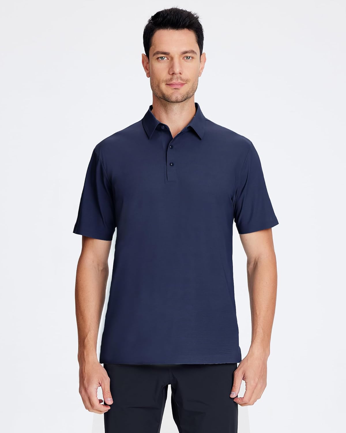 SAMERM Golf Shirts for Men Super Stretch Jacquard Dry Fit Golf Polo Moisture Wicking Short Sleeve Polo Shirts for Men