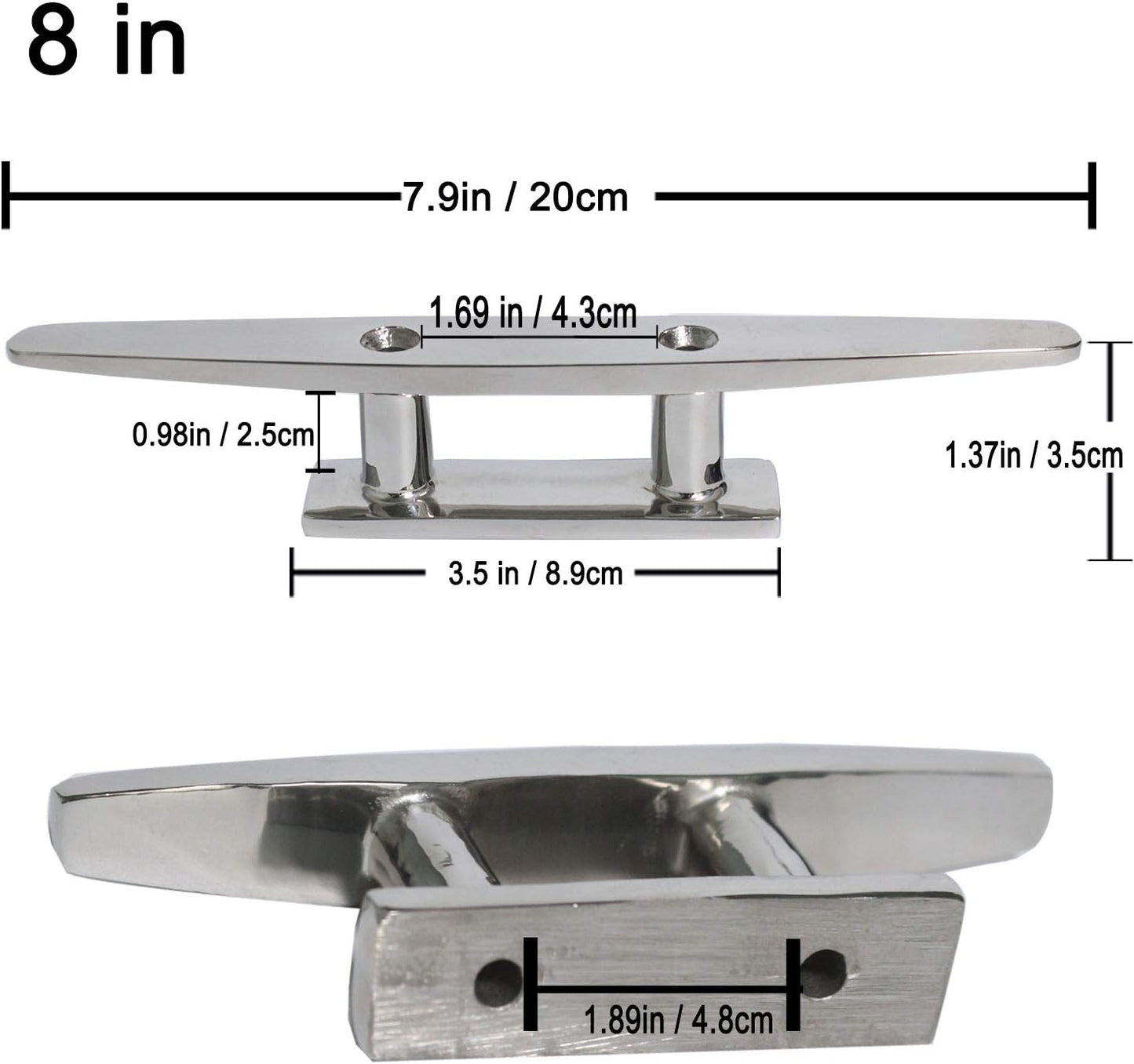 Boat Cleat Open Base Boat Cleat 4/5/6/8 inch, Dock Cleat All 316 Stainless Steel Boat Mooring Accessories, Include Installation Accessories Screws