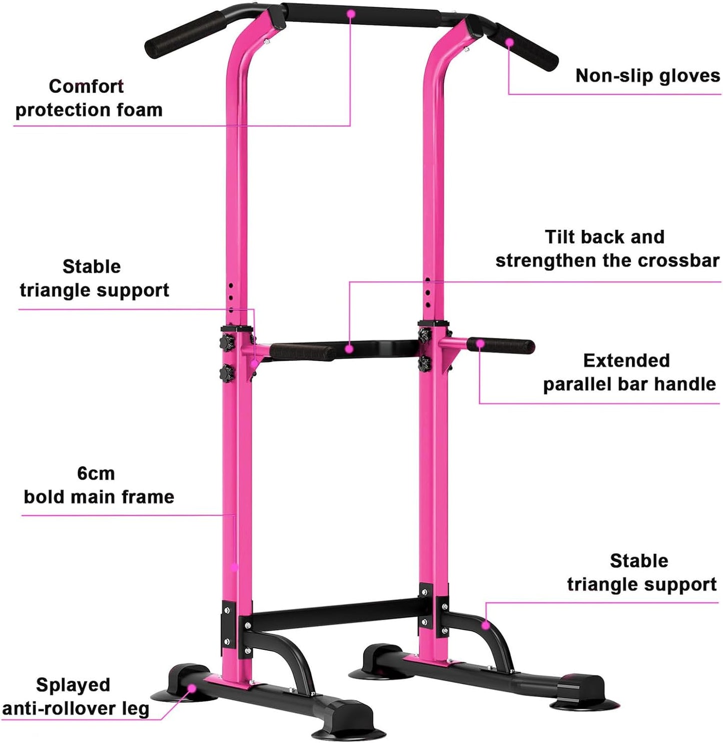 SogesHome Power Tower Pull Up Bar and Dip Station Adjustable Height Dip Stand Multi-Functional Strength Training Fitness Workout Station