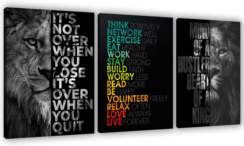 Motivational Canvas Painting Wall Art Execution Grind Hustle Inspirational Wall Art Success Entrepreneur Poster Positive Quotes Wall Poster Framed for Home Office Wall Decor[72''Wx 36''H]