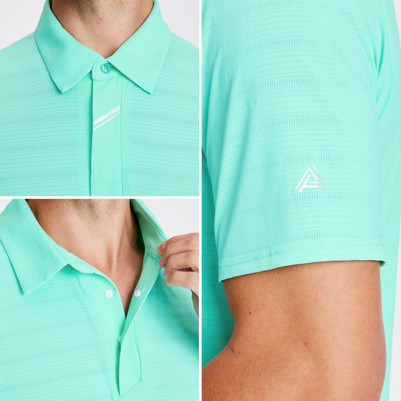 SAMERM Golf Shirts for Men Super Stretch Jacquard Dry Fit Golf Polo Moisture Wicking Short Sleeve Polo Shirts for Men