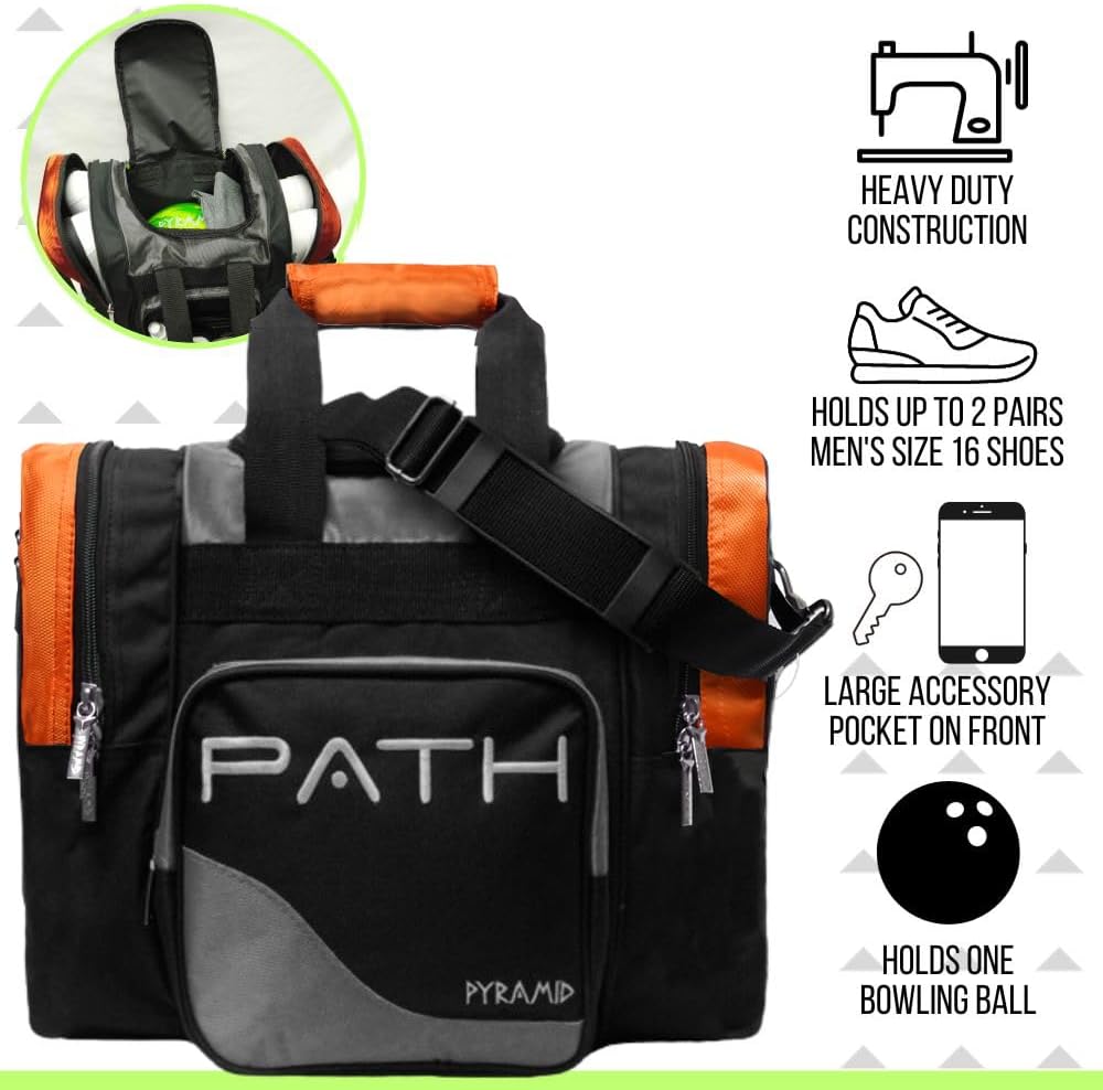 Pyramid Path Pro Deluxe Single Bowling Ball Tote - Holds One Ball, One Pair Shoes Up to Mens 15