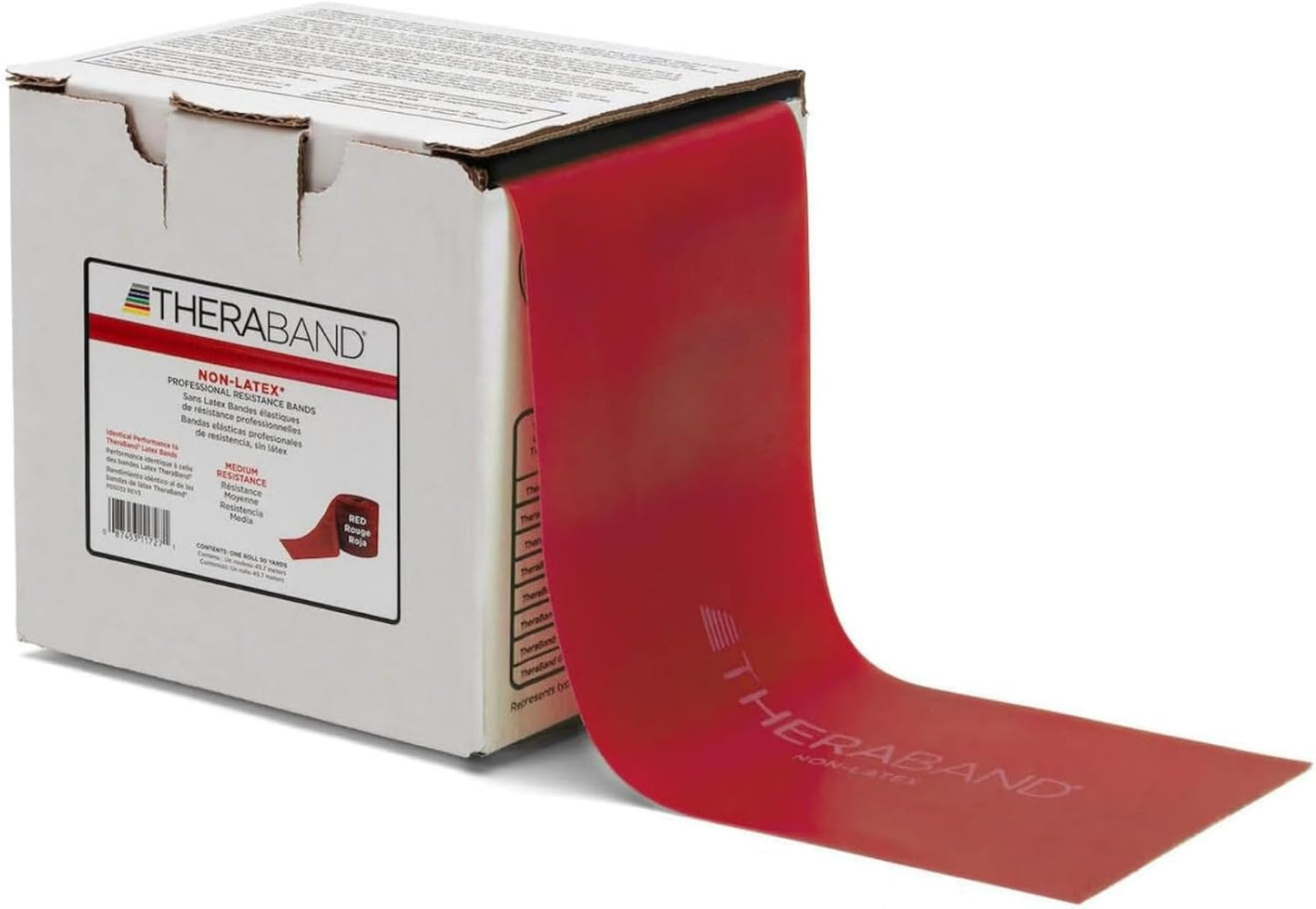THERABAND Resistance Band 25 Yard Roll, Non-Latex Professional Elastic Stretch Bands for Upper & Lower Body Exercise Workouts, Physical Therapy, Lower Pilates, Flexibility, & Rehab, Dispenser Box