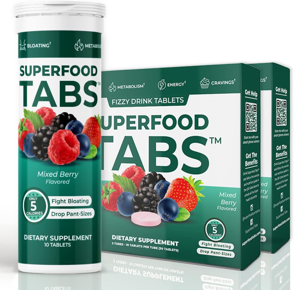 Superfoods Company Detox Cleanse Drink - Nutrition Supplement for Women & Men - Support Healthy Weight, Digestive Health, Cravings & Bloating Relief - Mixed Berry Flavor [60 Tablets]