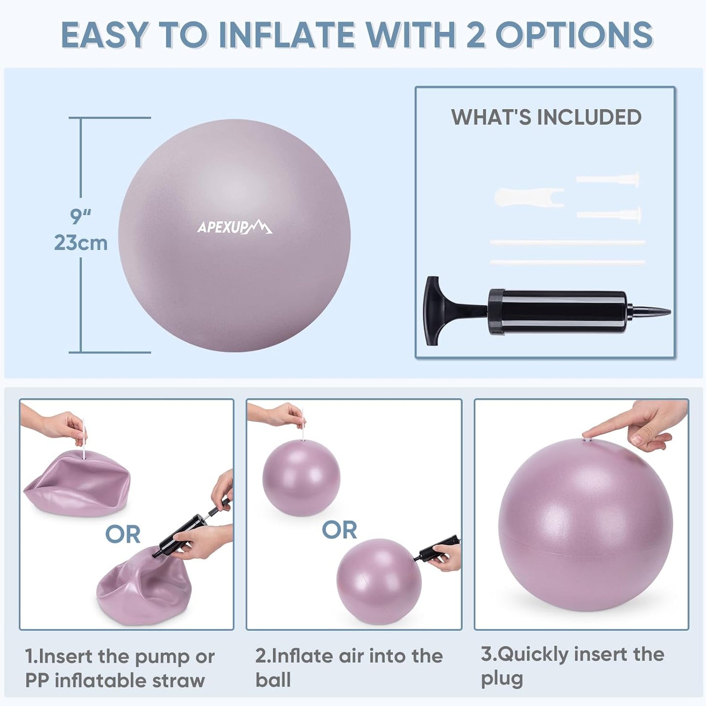 APEXUP Yoga & Pilates Ball - Anti Slip Heavy Duty Gym Ball for Fitness, Balance & Core Workout