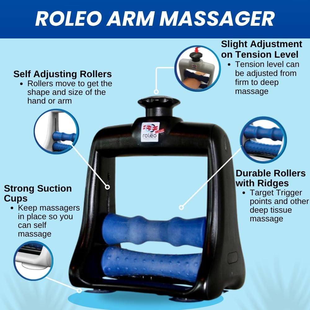 Roleo Arm and Hand Massager; Deep Tissue Forearm, Hand, and Wrist Pain Relief; Arm Roller; Portable. Strong Therapeutic Massage. Invented by a LIC. Massage Therapist. See Our Video. New Sleek Look