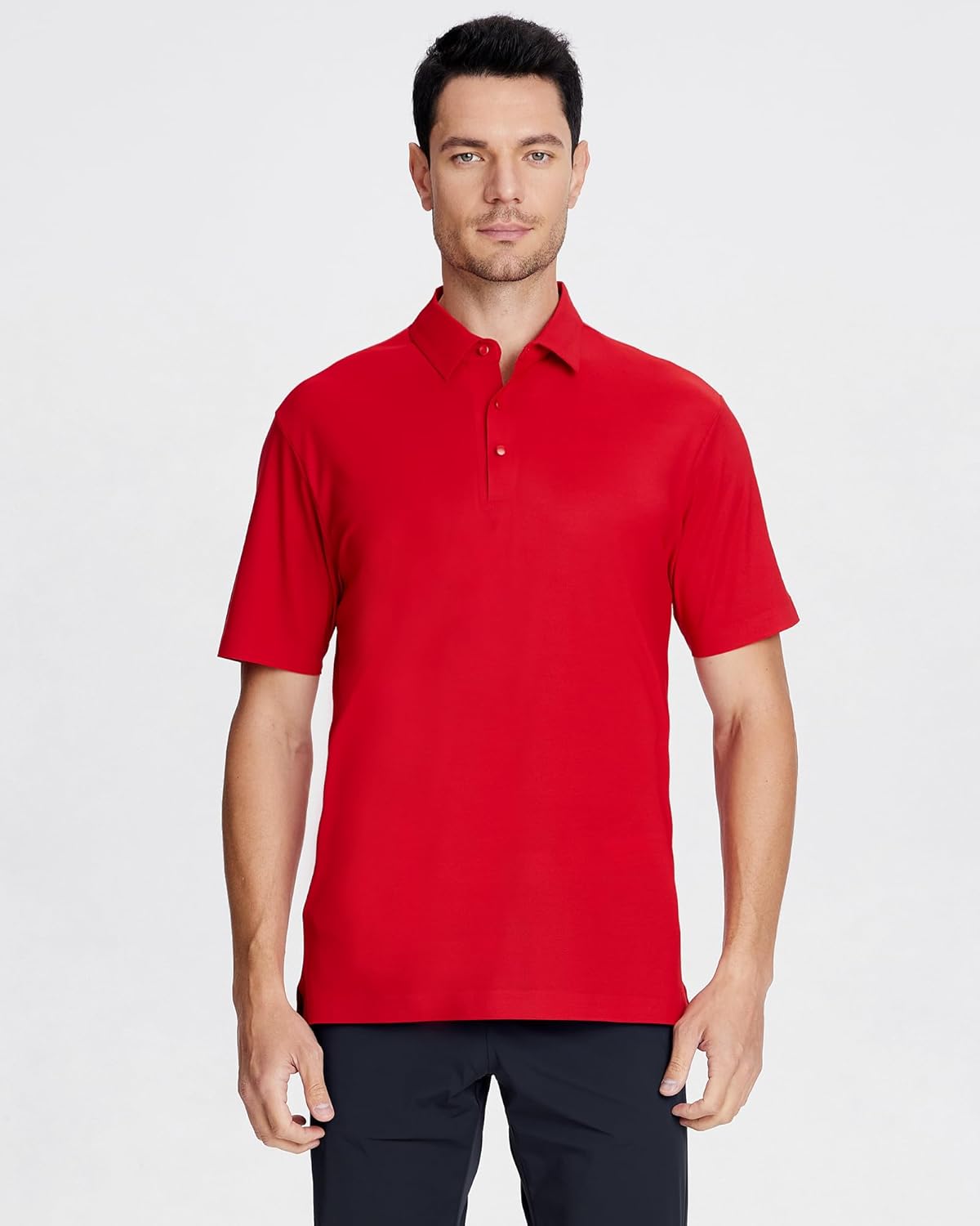 SAMERM Golf Shirts for Men Super Stretch Jacquard Dry Fit Golf Polo Moisture Wicking Short Sleeve Polo Shirts for Men