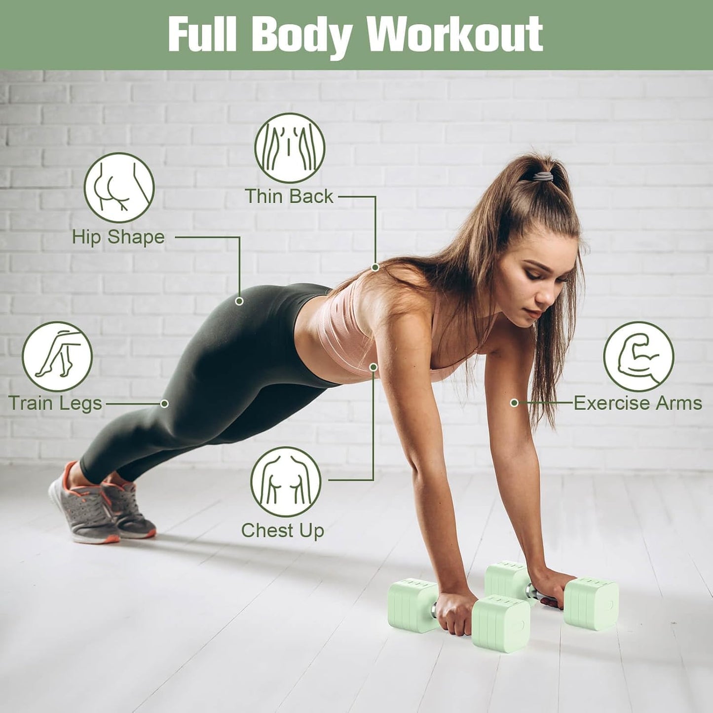 22LBS Adjustable Dumbbells Set, Adjustable Weight Dumbbells with 4 Levels 4.4lb, 6.6lb, 8.8lb, 11lb, Hand Weights Sets for Women/Men Home Gym Full Body Workout